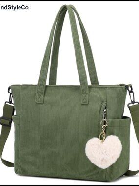 Corduroy Tote Bag Women Shoulder Hobo Handbag Crossbody Purse Shopping
